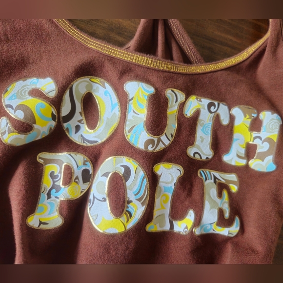 South Pole Brown & Gold Tank Top w/ Scrunch Bottom | Women's Medium | Y2K 2000s - Picture 2 of 5